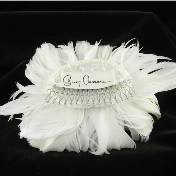GUY CARSONE Hair Comb Headpiece Feathers Swarovski Crystals FG09